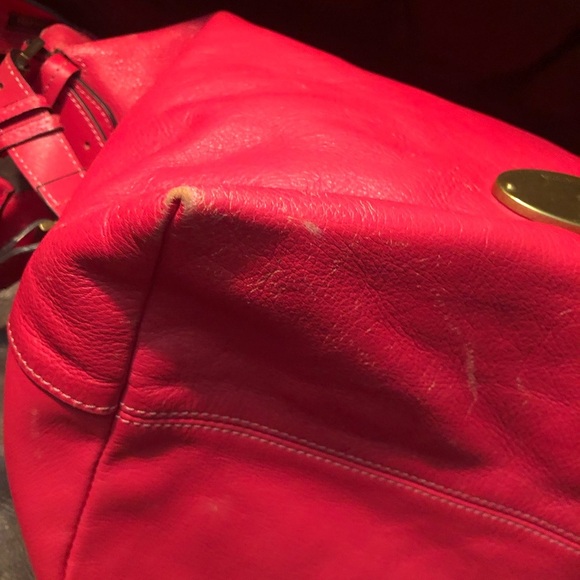 Mulberry Pinkish Red Shoulder Bag with Gold Hardware **Wear on corners and strap - Picture 8 of 16
